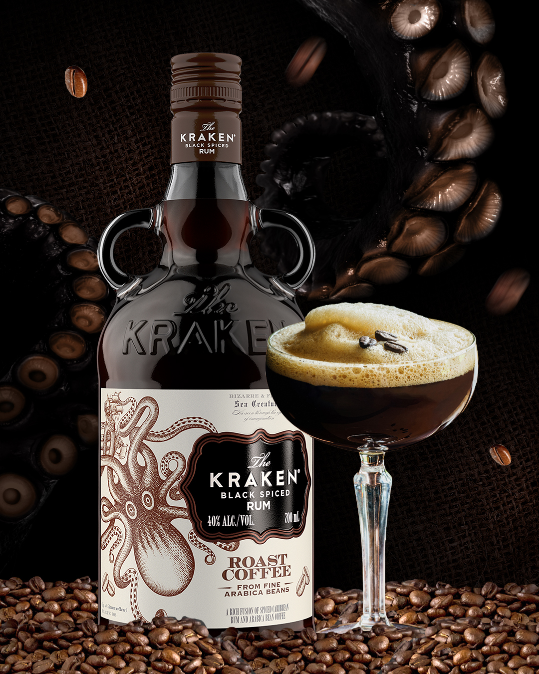 Kraken Espresso Rumtini: A twist on the Espresso Martini from The Kraken Black Spiced Rum